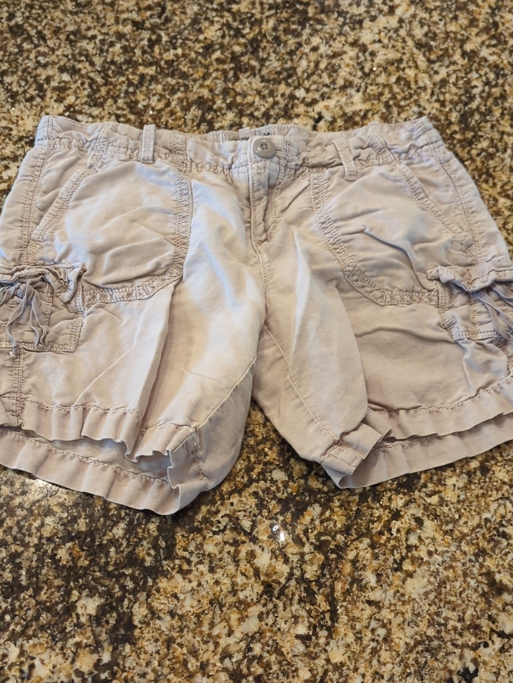 Y2K Linen Cargo Vintage American Eagle Shorts Size 00 Gray 6" Inseam Breathable